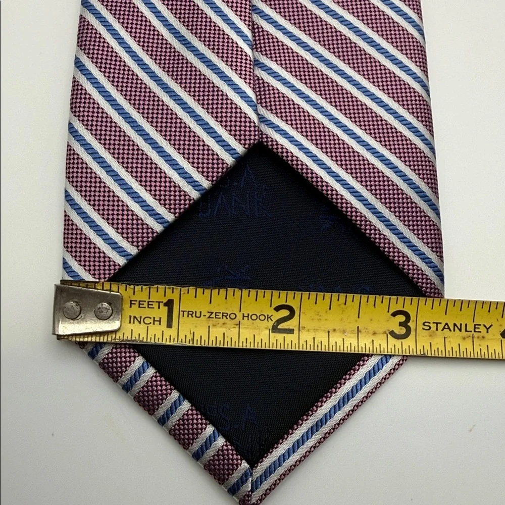 Jos. A. Bank Travelers Stain Resistant Rose, Blue& Silver Stripe Tie, 100% silk
